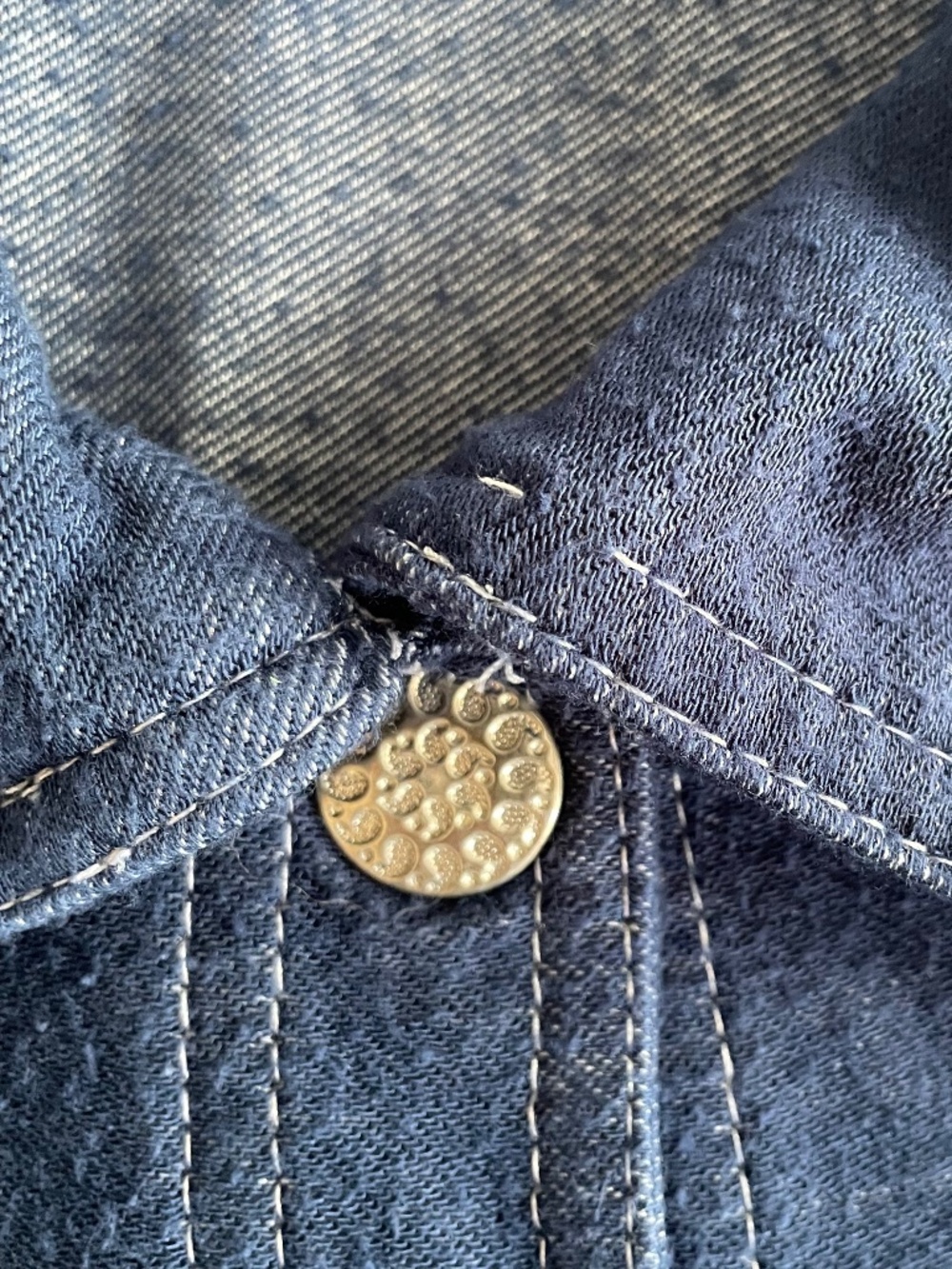Embroidered Bedazzled Floral and Butterfly Knit "Denim" Granny Jacket– size XL - Picture 7 of 13